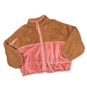 UGG  W Marlene Sherpa full zip Large Jacket pink and brown